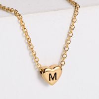 Sweet Letter Heart Shape Stainless Steel Gold Plated Pendant Necklace 1 Piece sku image 13