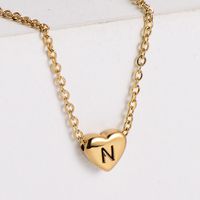 Sweet Letter Heart Shape Stainless Steel Gold Plated Pendant Necklace 1 Piece sku image 14