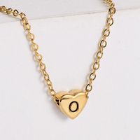 Sweet Letter Heart Shape Stainless Steel Gold Plated Pendant Necklace 1 Piece sku image 15