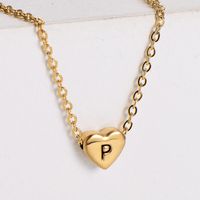 Sweet Letter Heart Shape Stainless Steel Gold Plated Pendant Necklace 1 Piece sku image 16