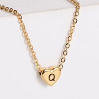 Sweet Letter Heart Shape Stainless Steel Gold Plated Pendant Necklace 1 Piece sku image 17