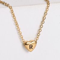 Sweet Letter Heart Shape Stainless Steel Gold Plated Pendant Necklace 1 Piece sku image 18