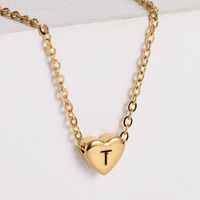 Sweet Letter Heart Shape Stainless Steel Gold Plated Pendant Necklace 1 Piece sku image 20