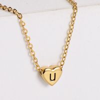 Sweet Letter Heart Shape Stainless Steel Gold Plated Pendant Necklace 1 Piece sku image 21