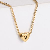 Sweet Letter Heart Shape Stainless Steel Gold Plated Pendant Necklace 1 Piece sku image 22
