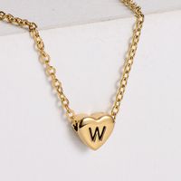 Sweet Letter Heart Shape Stainless Steel Gold Plated Pendant Necklace 1 Piece sku image 23