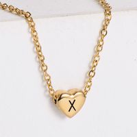 Sweet Letter Heart Shape Stainless Steel Gold Plated Pendant Necklace 1 Piece sku image 24