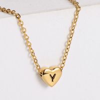 Sweet Letter Heart Shape Stainless Steel Gold Plated Pendant Necklace 1 Piece sku image 25