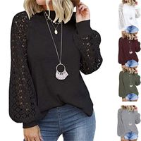 Women's Blouse Long Sleeve Blouses Lace Fashion Solid Color main image 1