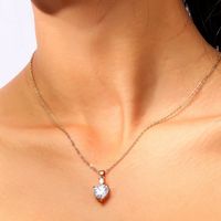 Simple Style Water Droplets Heart Shape Copper Inlay Zircon Pendant Necklace 1 Piece sku image 4