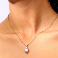 Style Simple Les Gouttelettes D'eau Forme De Cœur Le Cuivre Incruster Zircon Pendentif 1 Pièce main image 10