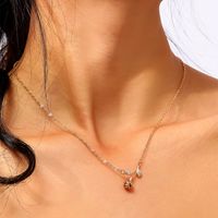 Simple Style Water Droplets Heart Shape Copper Inlay Zircon Pendant Necklace 1 Piece main image 8