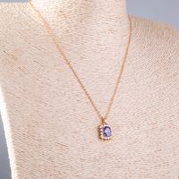 Simple Style Water Droplets Heart Shape Copper Inlay Zircon Pendant Necklace 1 Piece sku image 8