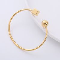Casual Square Ball Stainless Steel Polishing Bangle 1 Piece main image 2