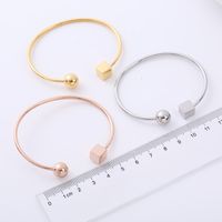 Casual Square Ball Stainless Steel Polishing Bangle 1 Piece main image 5