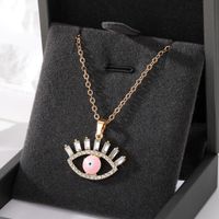 Fashion Devil's Eye Alloy Plating Artificial Diamond Zircon Women's Pendant Necklace sku image 1