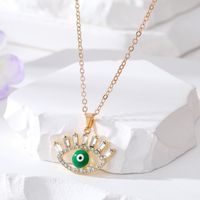 Fashion Devil's Eye Alloy Plating Artificial Diamond Zircon Women's Pendant Necklace sku image 4