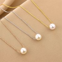 Simple Style Geometric Titanium Steel Plating Artificial Pearls Necklace main image 1