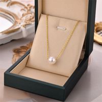 Simple Style Geometric Titanium Steel Plating Artificial Pearls Necklace main image 4