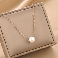 Simple Style Geometric Titanium Steel Plating Artificial Pearls Necklace main image 2