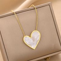 Elegant Heart Shape Titanium Steel Plating Shell Necklace main image 4