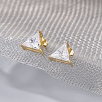 Fashion Triangle Titanium Steel Inlay Zircon Ear Studs 1 Pair main image 3