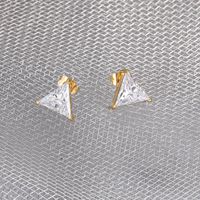 Fashion Triangle Titanium Steel Inlay Zircon Ear Studs 1 Pair main image 4
