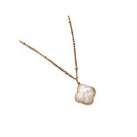 Mode Vierblättriges Kleeblatt Titan Stahl Überzug Künstliche Perlen Halskette main image 5
