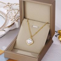 Fashion Four Leaf Clover Titanium Steel Plating Artificial Pearls Necklace main image 4