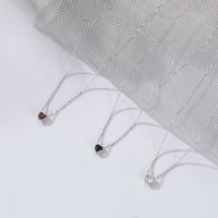 Fashion Heart Shape Titanium Steel Inlay Zircon Pendant Necklace main image 3
