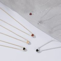 Fashion Heart Shape Titanium Steel Inlay Zircon Pendant Necklace main image 4
