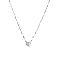 Fashion Heart Shape Titanium Steel Inlay Zircon Pendant Necklace sku image 3