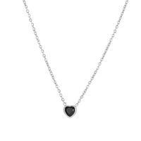 Fashion Heart Shape Titanium Steel Inlay Zircon Pendant Necklace sku image 1