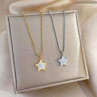Moda Estrella Acero Titanio Embutido Diamantes De Imitación Collar Colgante 1 Pieza main image 3
