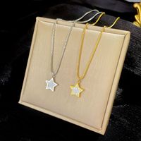 Moda Estrella Acero Titanio Embutido Diamantes De Imitación Collar Colgante 1 Pieza main image 2