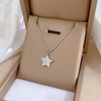 Moda Estrella Acero Titanio Embutido Diamantes De Imitación Collar Colgante 1 Pieza sku image 2