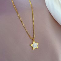 Moda Estrella Acero Titanio Embutido Diamantes De Imitación Collar Colgante 1 Pieza main image 6