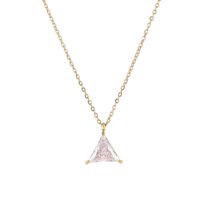 Fashion Triangle Titanium Steel Inlay Zircon Pendant Necklace 1 Piece main image 6