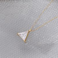 Fashion Triangle Titanium Steel Inlay Zircon Pendant Necklace 1 Piece main image 4