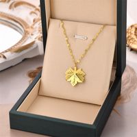 Retro Maple Leaf Titanium Steel Necklace sku image 1