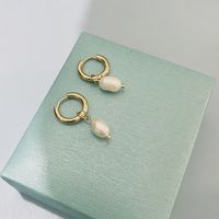 Fashion Round Stainless Steel Pearl Plating Drop Earrings 1 Pair sku image 1