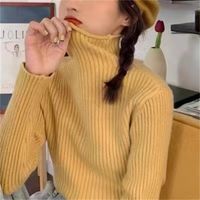 Vintage Style Solid Color Knit Turtleneck Long Sleeve Regular Sleeve Patchwork Knitwear sku image 4