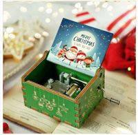 Merry Christmas Wooden Classical Engraved Hand Crank Music Box main image 4
