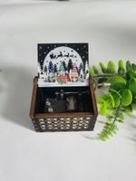 Frohe Weihnachten Holz Klassischen Gravierten Handkurbel Musik Box main image 5