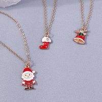 Cute Christmas Tree Santa Claus Elk Alloy Enamel Women's Pendant Necklace 3 Pieces main image 4