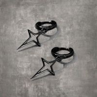 Hip-hop Cross Star Titanium Steel Hollow Out Dangling Earrings 1 Pair main image 2