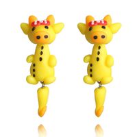 Handmade Soft Ceramic Small Raccoon Earrings Cartoon Personality Split Earrings Wholesale Nihaojewelry sku image 2