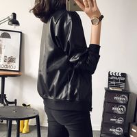 Damen Mode Einfache Stil Einfarbig Reiß Verschluss Mantel Jacke main image 5