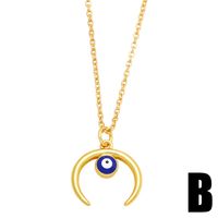 Retro Devil's Eye Moon Copper 18k Gold Plated Gold Plated Zircon Pendant Necklace In Bulk main image 4