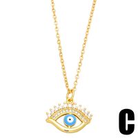 Retro Devil's Eye Moon Copper 18k Gold Plated Gold Plated Zircon Pendant Necklace In Bulk main image 3